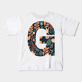 Whimsical Floral Letter G Kids T-Shirt